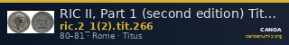 RIC II, Part 1 (second edition) Titus 266 — CANOA