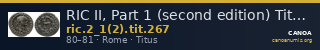 RIC II, Part 1 (second edition) Titus 267 — CANOA