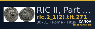 RIC II, Part 1 (second edition) Titus 271 — CANOA