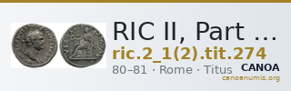 RIC II, Part 1 (second edition) Titus 274 — CANOA