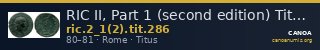 RIC II, Part 1 (second edition) Titus 286 — CANOA