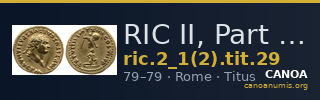RIC II, Part 1 (second edition) Titus 29 — CANOA