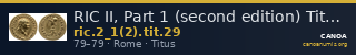 RIC II, Part 1 (second edition) Titus 29 — CANOA