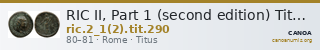 RIC II, Part 1 (second edition) Titus 290 — CANOA