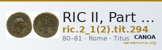 RIC II, Part 1 (second edition) Titus 294 — CANOA