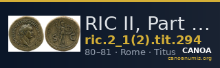 RIC II, Part 1 (second edition) Titus 294 — CANOA