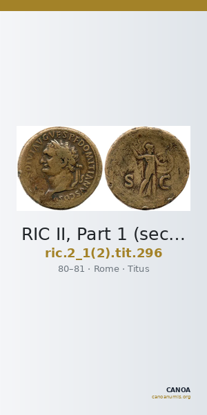 RIC II, Part 1 (second edition) Titus 296 — CANOA