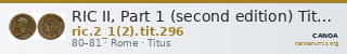 RIC II, Part 1 (second edition) Titus 296 — CANOA