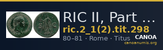 RIC II, Part 1 (second edition) Titus 298 — CANOA