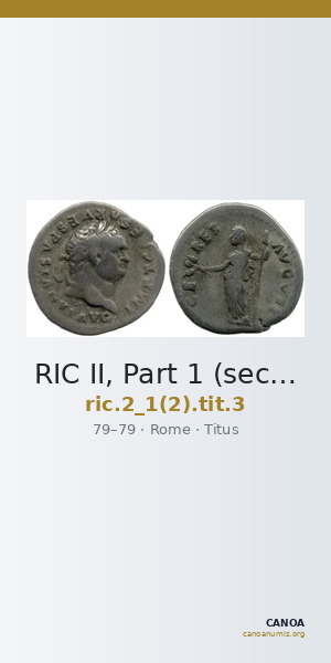 RIC II, Part 1 (second edition) Titus 3 — CANOA