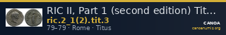 RIC II, Part 1 (second edition) Titus 3 — CANOA