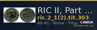 RIC II, Part 1 (second edition) Titus 303 — CANOA