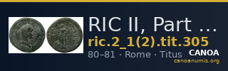 RIC II, Part 1 (second edition) Titus 305 — CANOA