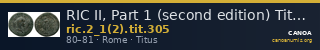 RIC II, Part 1 (second edition) Titus 305 — CANOA