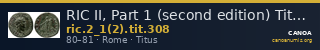 RIC II, Part 1 (second edition) Titus 308 — CANOA