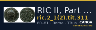 RIC II, Part 1 (second edition) Titus 311 — CANOA