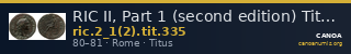RIC II, Part 1 (second edition) Titus 335 — CANOA