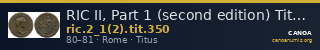 RIC II, Part 1 (second edition) Titus 350 — CANOA