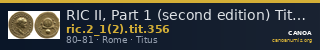 RIC II, Part 1 (second edition) Titus 356 — CANOA