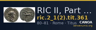 RIC II, Part 1 (second edition) Titus 361 — CANOA