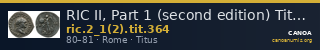 RIC II, Part 1 (second edition) Titus 364 — CANOA