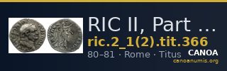 RIC II, Part 1 (second edition) Titus 366 — CANOA