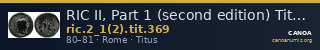 RIC II, Part 1 (second edition) Titus 369 — CANOA