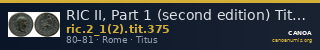 RIC II, Part 1 (second edition) Titus 375 — CANOA