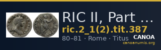 RIC II, Part 1 (second edition) Titus 387 — CANOA