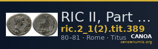 RIC II, Part 1 (second edition) Titus 389 — CANOA