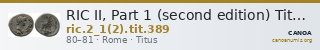 RIC II, Part 1 (second edition) Titus 389 — CANOA