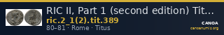 RIC II, Part 1 (second edition) Titus 389 — CANOA