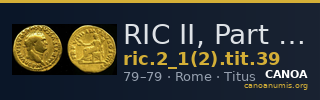 RIC II, Part 1 (second edition) Titus 39 — CANOA
