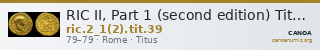 RIC II, Part 1 (second edition) Titus 39 — CANOA