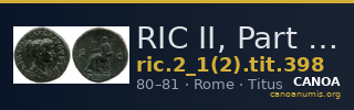 RIC II, Part 1 (second edition) Titus 398 — CANOA