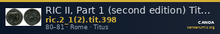 RIC II, Part 1 (second edition) Titus 398 — CANOA