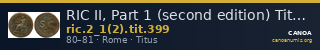 RIC II, Part 1 (second edition) Titus 399 — CANOA