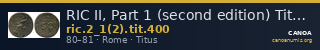 RIC II, Part 1 (second edition) Titus 400 — CANOA