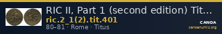 RIC II, Part 1 (second edition) Titus 401 — CANOA