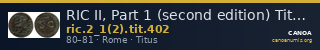 RIC II, Part 1 (second edition) Titus 402 — CANOA