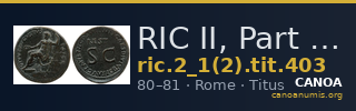 RIC II, Part 1 (second edition) Titus 403 — CANOA