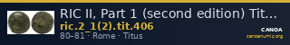 RIC II, Part 1 (second edition) Titus 406 — CANOA