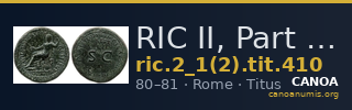 RIC II, Part 1 (second edition) Titus 410 — CANOA