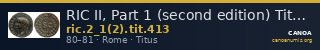 RIC II, Part 1 (second edition) Titus 413 — CANOA