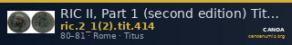 RIC II, Part 1 (second edition) Titus 414 — CANOA