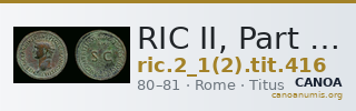 RIC II, Part 1 (second edition) Titus 416 — CANOA