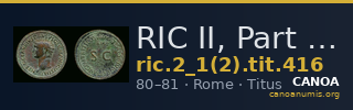 RIC II, Part 1 (second edition) Titus 416 — CANOA