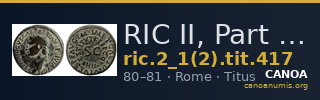 RIC II, Part 1 (second edition) Titus 417 — CANOA