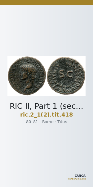RIC II, Part 1 (second edition) Titus 418 — CANOA
