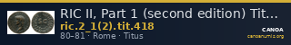 RIC II, Part 1 (second edition) Titus 418 — CANOA